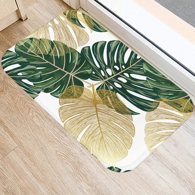 Tapis de bain vert foret feuille