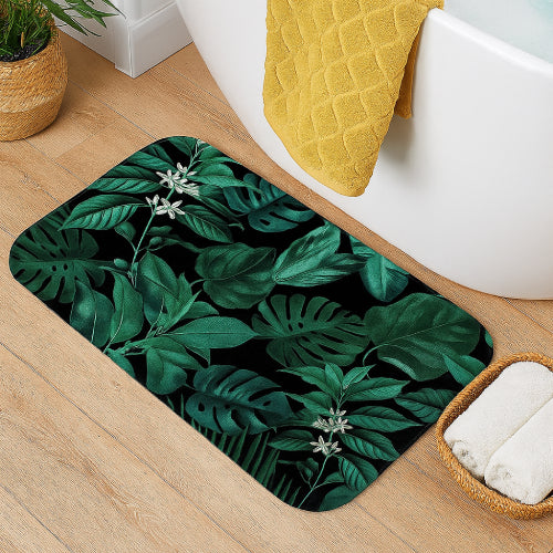 Tapis de bain vert foret  panier