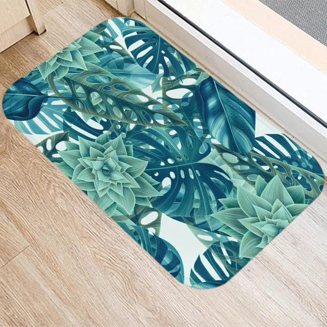 Tapis de bain vert foret plante
