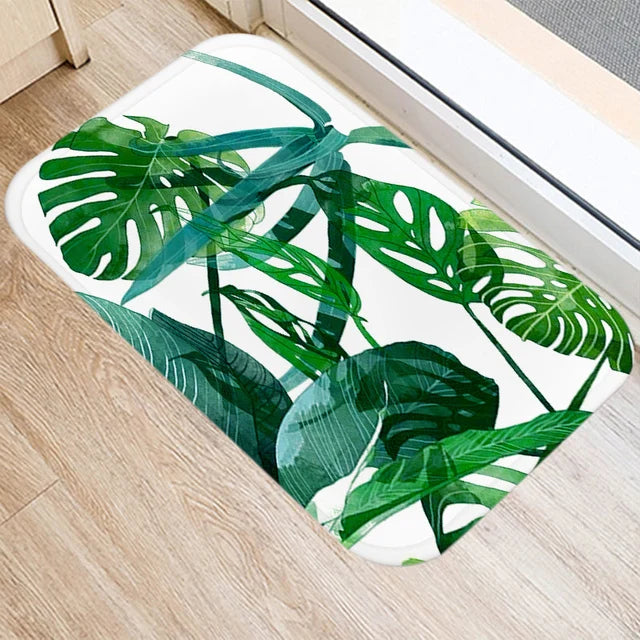 Tapis de bain vert foret plante vert