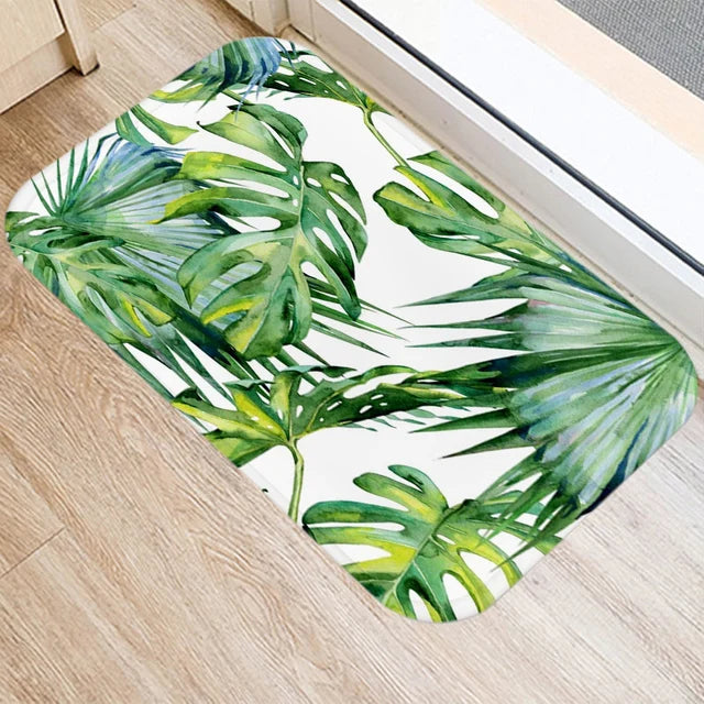 Tapis de bain vert foret porte