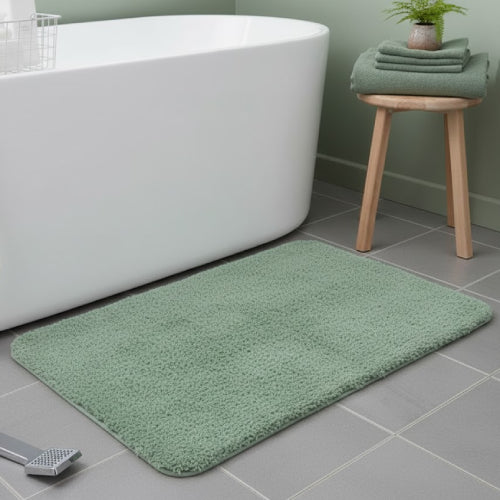 Tapis de bain vert sauge baignoire 