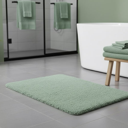 Tapis de bain vert sauge douche