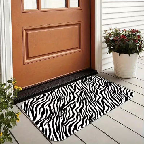 Tapis de bain zèbre porte 