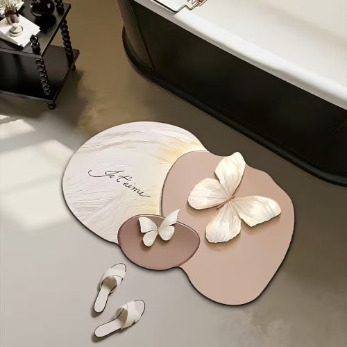 Tapis de douche absorbant couleurs pastel papillon 