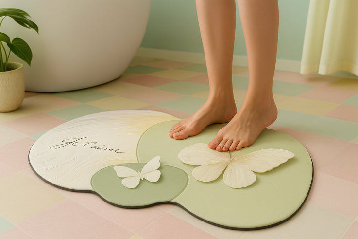 Tapis de douche absorbant couleurs pastel pieds 