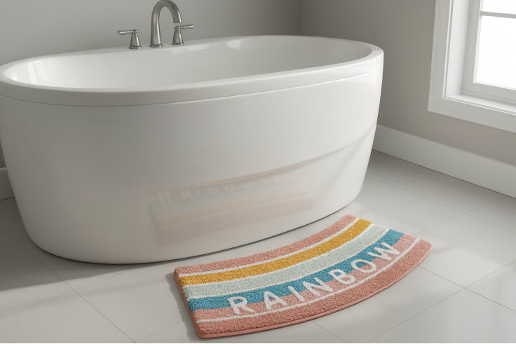 Tapis de douche incurvé multicolore 