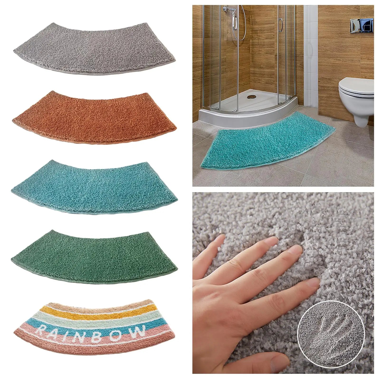 Tapis de douche incurvé tissu