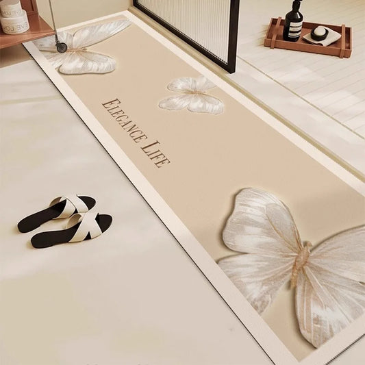 Tapis de salle de bain antidérapant papillon