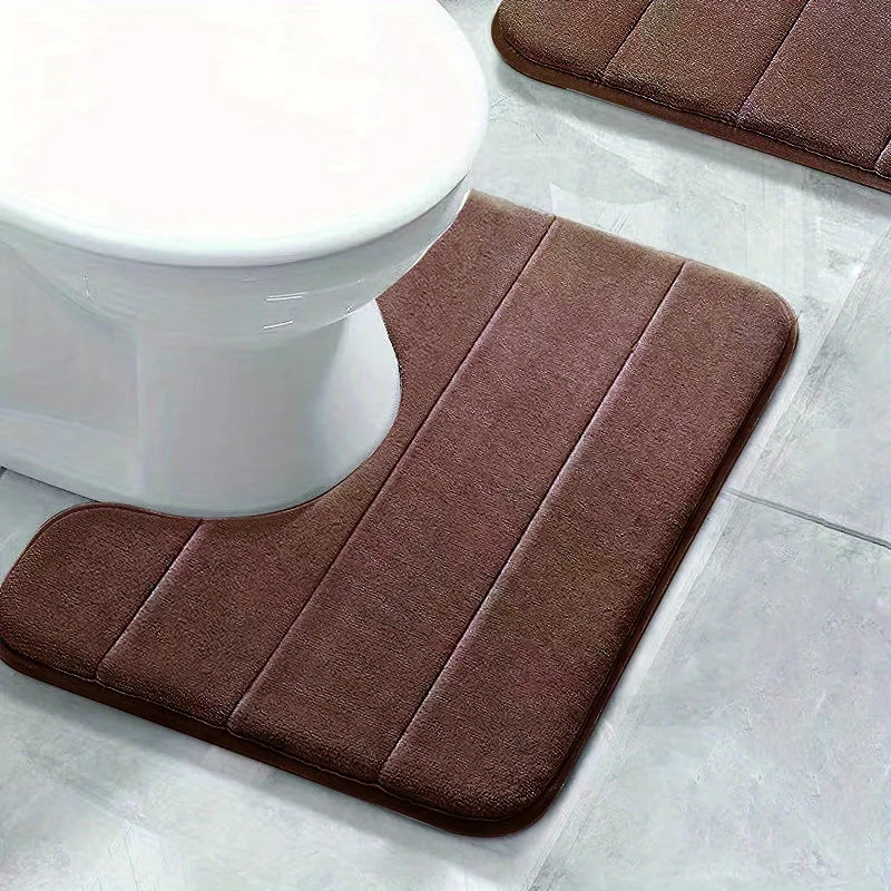 Tapis de salle de bain doux marron 
