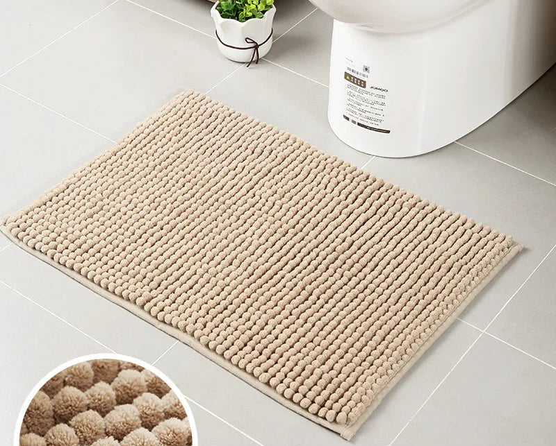 Tapis de salle de bain en microfibre épaisse chenille beige
