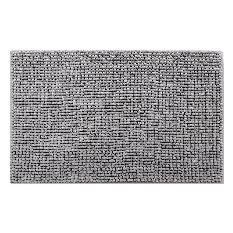 Tapis de salle de bain en microfibre épaisse chenille gris