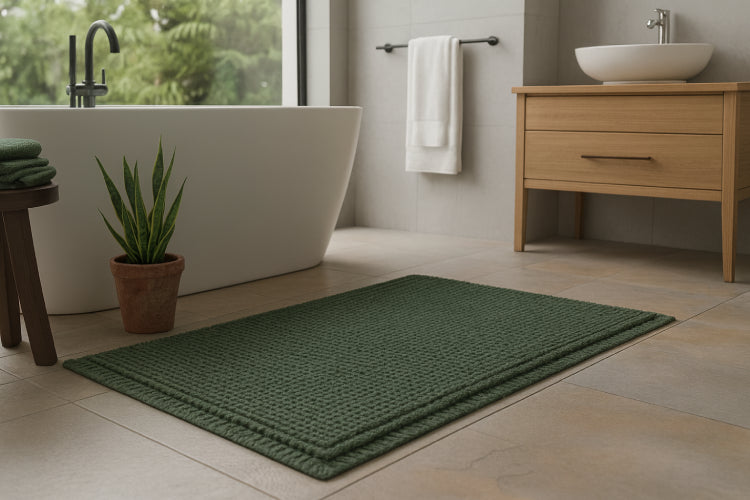 Tapis de salle de bain gaufré plante 