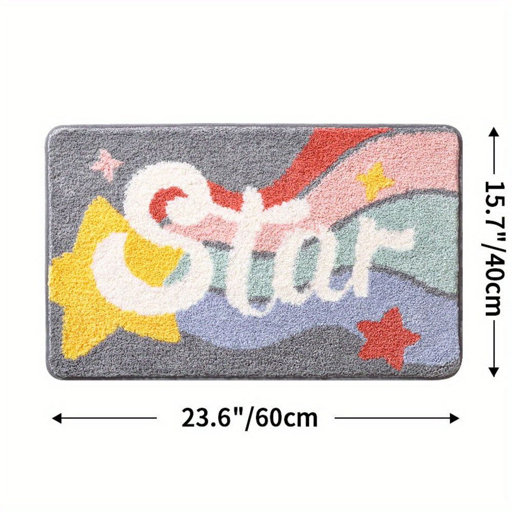 Tapis de salle de bain gris et blanc  23.6CM Star 