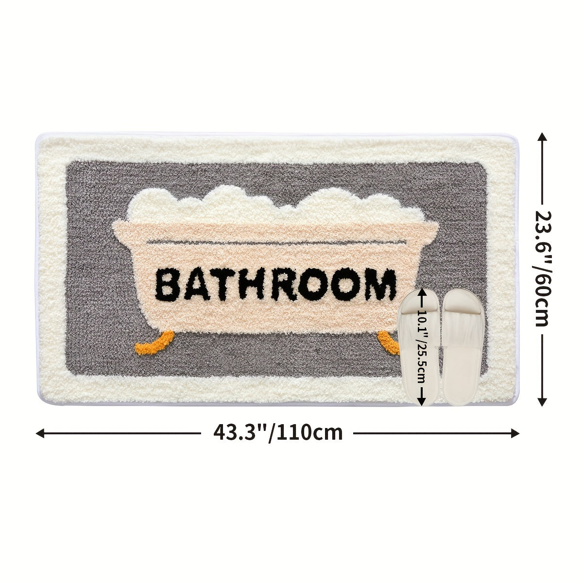 Tapis de salle de bain gris et blanc  43.3CM Bathroom