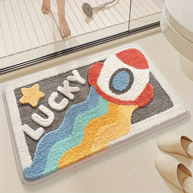 Tapis de salle de bain gris et blanc Lucky 