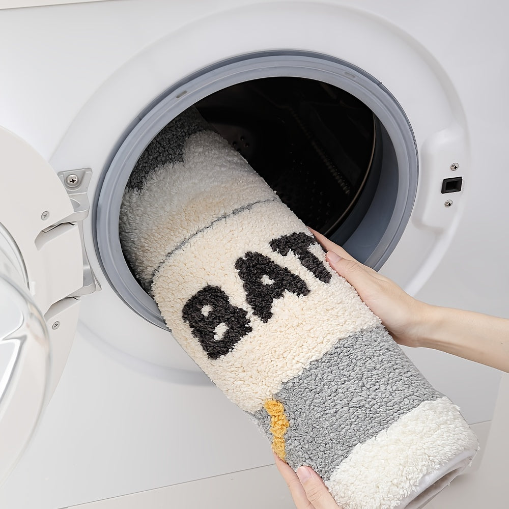 Tapis de salle de bain gris et blanc  lavage 