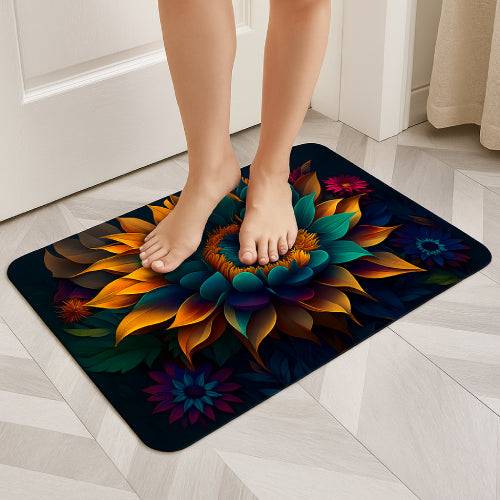Tapis de salle de bain imprimé terre diatomée fleur 