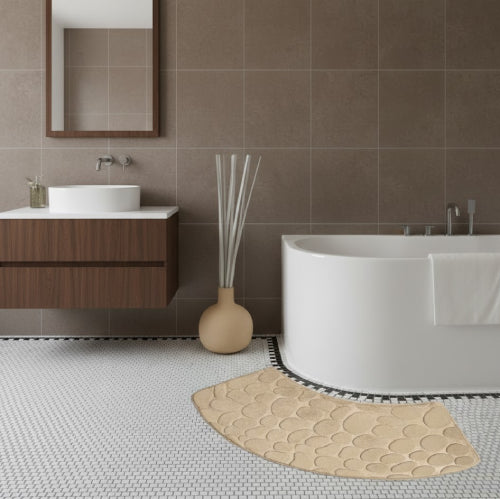 Tapis de salle de bain incurvé galet baignoire 