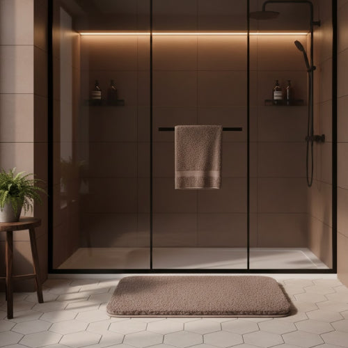 Tapis de salle de bain épais café 