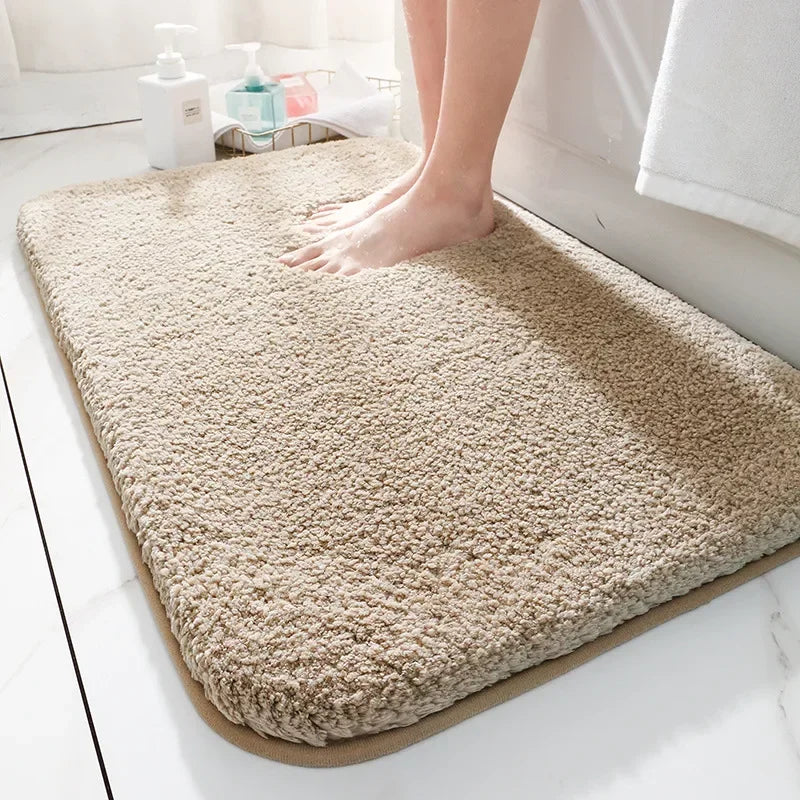 Tapis de salle de bain épais camel pied