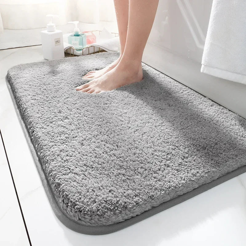 Tapis de salle de bain épais gris pied