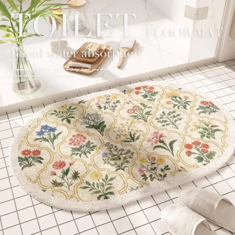 Tapis de sol absorbant à motif floral américain