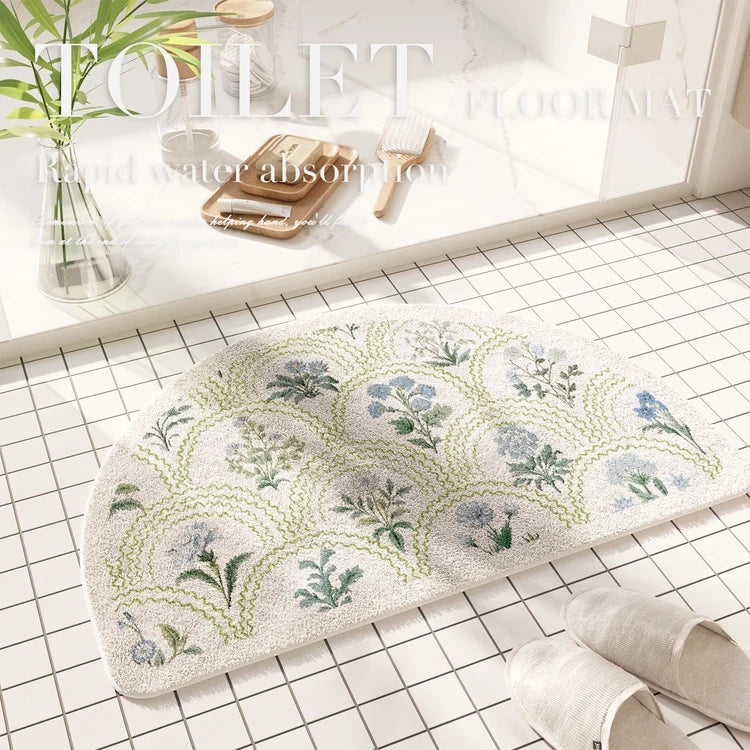 Tapis de sol absorbant à motif floral américain  bleu demi 