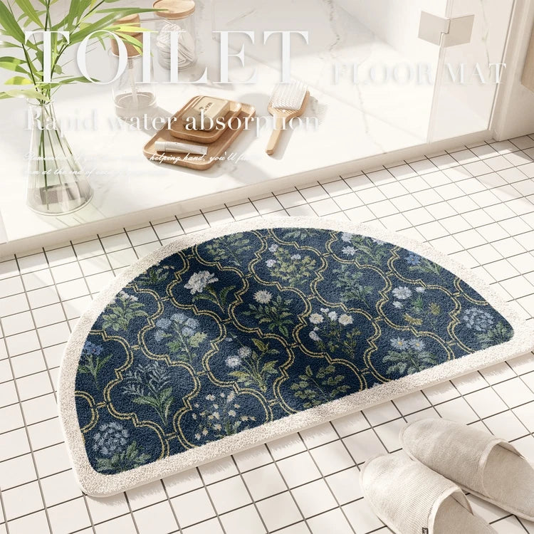 Tapis de sol absorbant à motif floral américain  bleu foncé 
