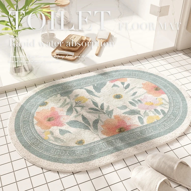 Tapis de sol absorbant à motif floral américain  feuilles