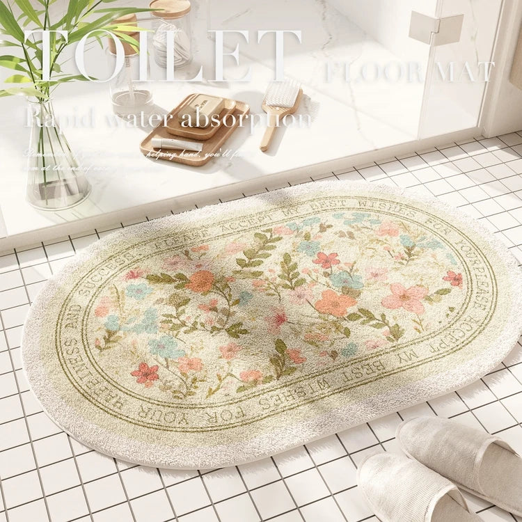 Tapis de sol absorbant à motif floral américain ovale