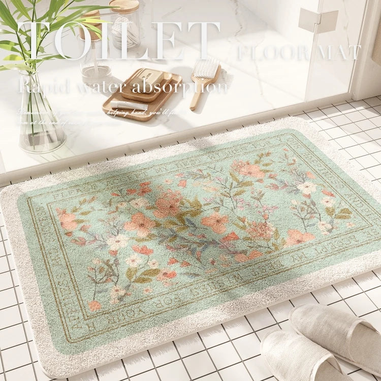 Tapis de sol absorbant à motif floral américain  roses