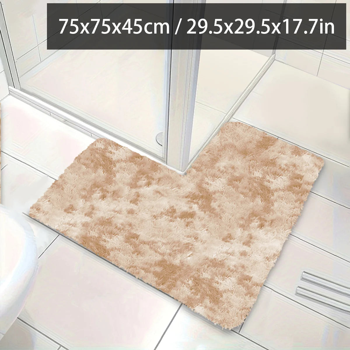 Tapis de sol antidérapant en forme de L  beige 75cm 