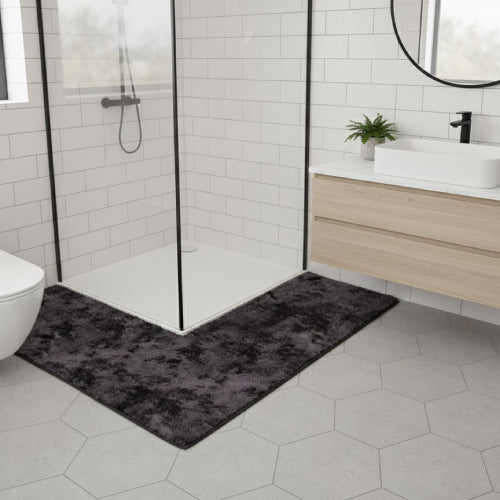 Tapis de sol antidérapant en forme de L noir 