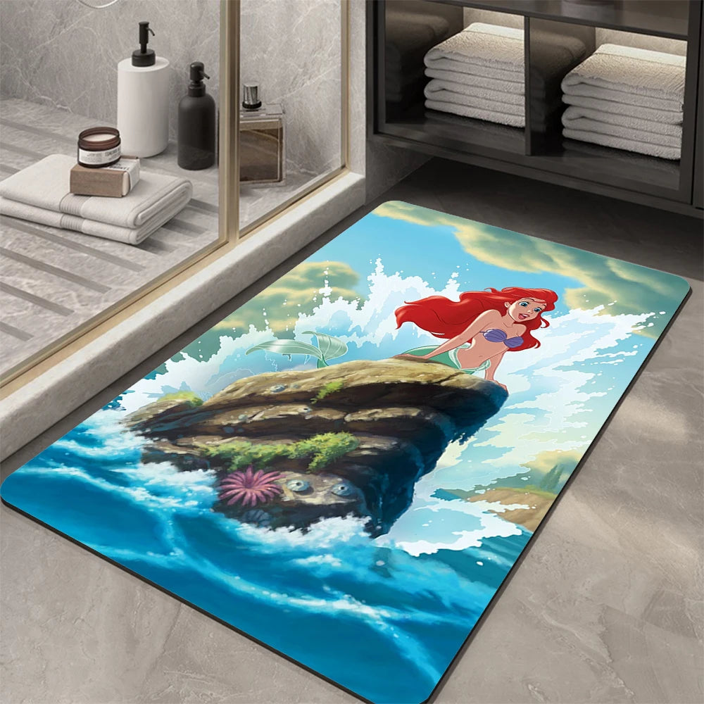 Tapis de sol de salle de bain Disney La Petite Sirène bleu rocher 