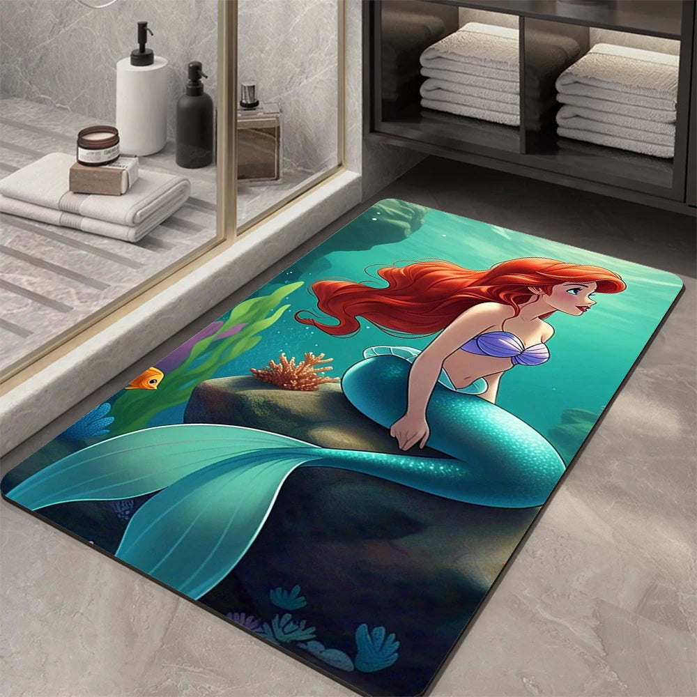 Tapis de sol de salle de bain Disney La Petite Sirène bleu turquois 