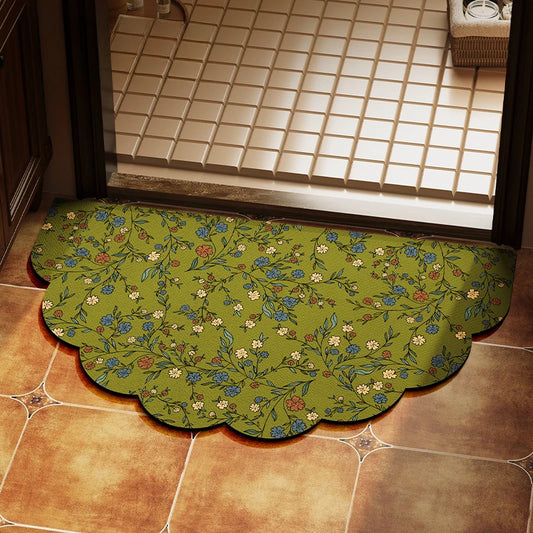 Tapis de sol de salle de bain semi-circulaire à motif floral