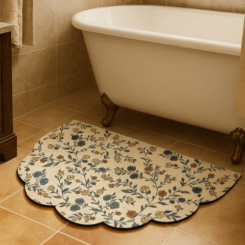 Tapis de sol de salle de bain semi-circulaire à motif floral motif