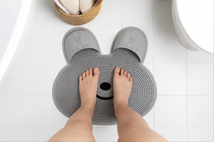 Tapis de sol de salle de douche frotter les pieds de lapin toilettes