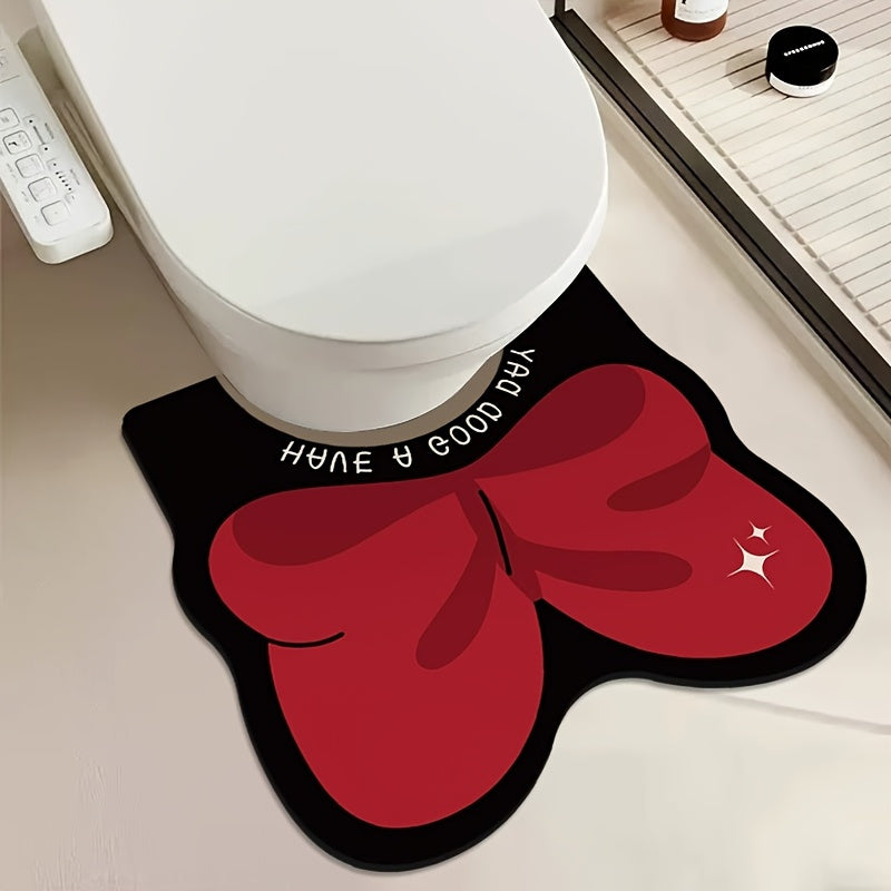 Tapis de sol de toilette avec nœud rouge noir 