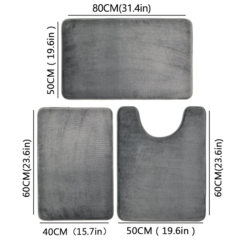 Tapis de sol pour salle de bain trois pièces gris 