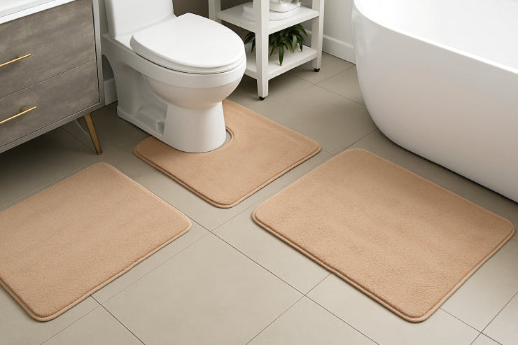 Tapis de sol pour salle de bain trois pièces kaki sol 