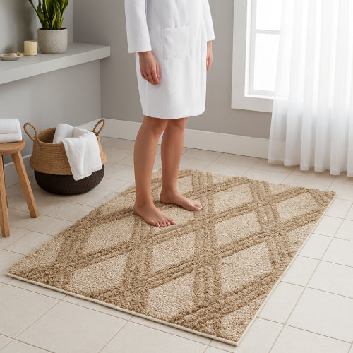 Tapis jonc de mer salle de bain pieds