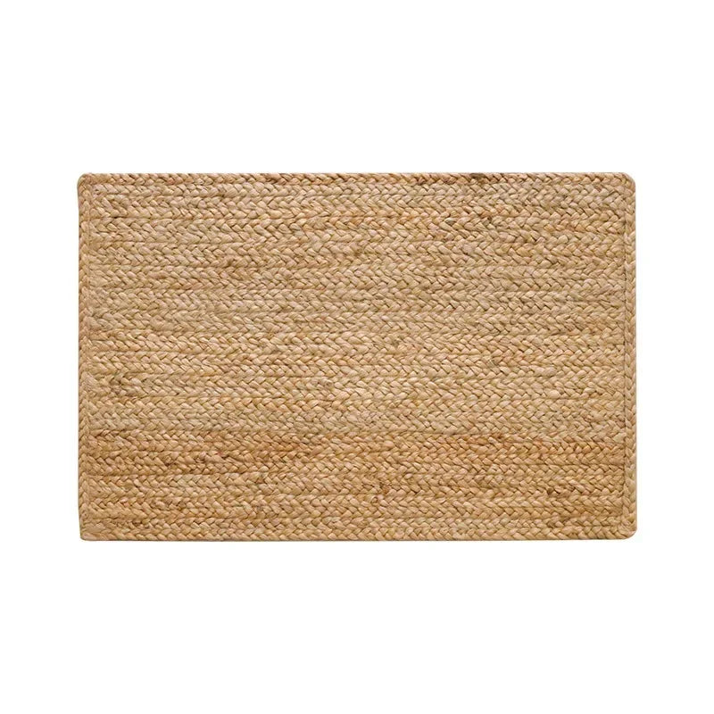 Tapis jute salle de bain fond blanc