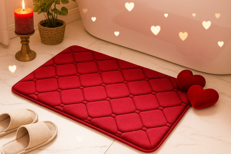 Tapis mousse salle de bain cœur 