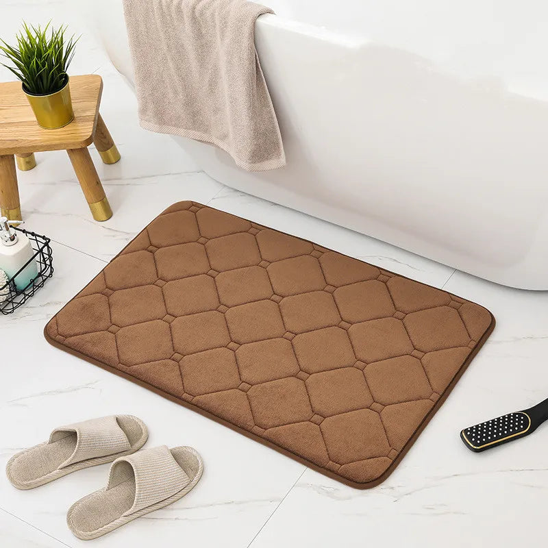 Tapis mousse salle de bain café