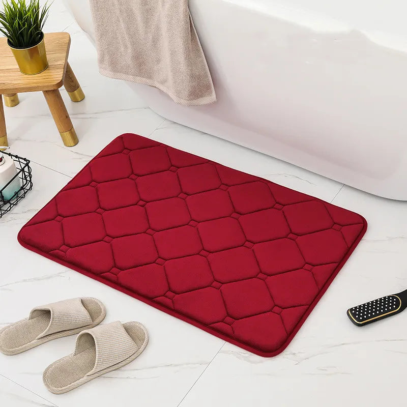 Tapis mousse salle de bain rouge