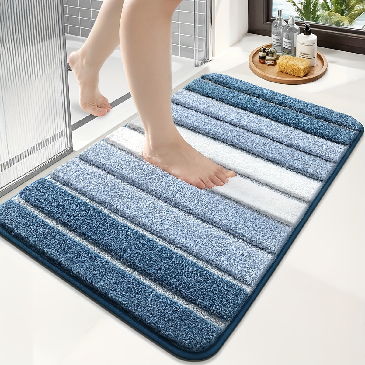 Tapis pour salle de bain extra doux  bleu foncé 