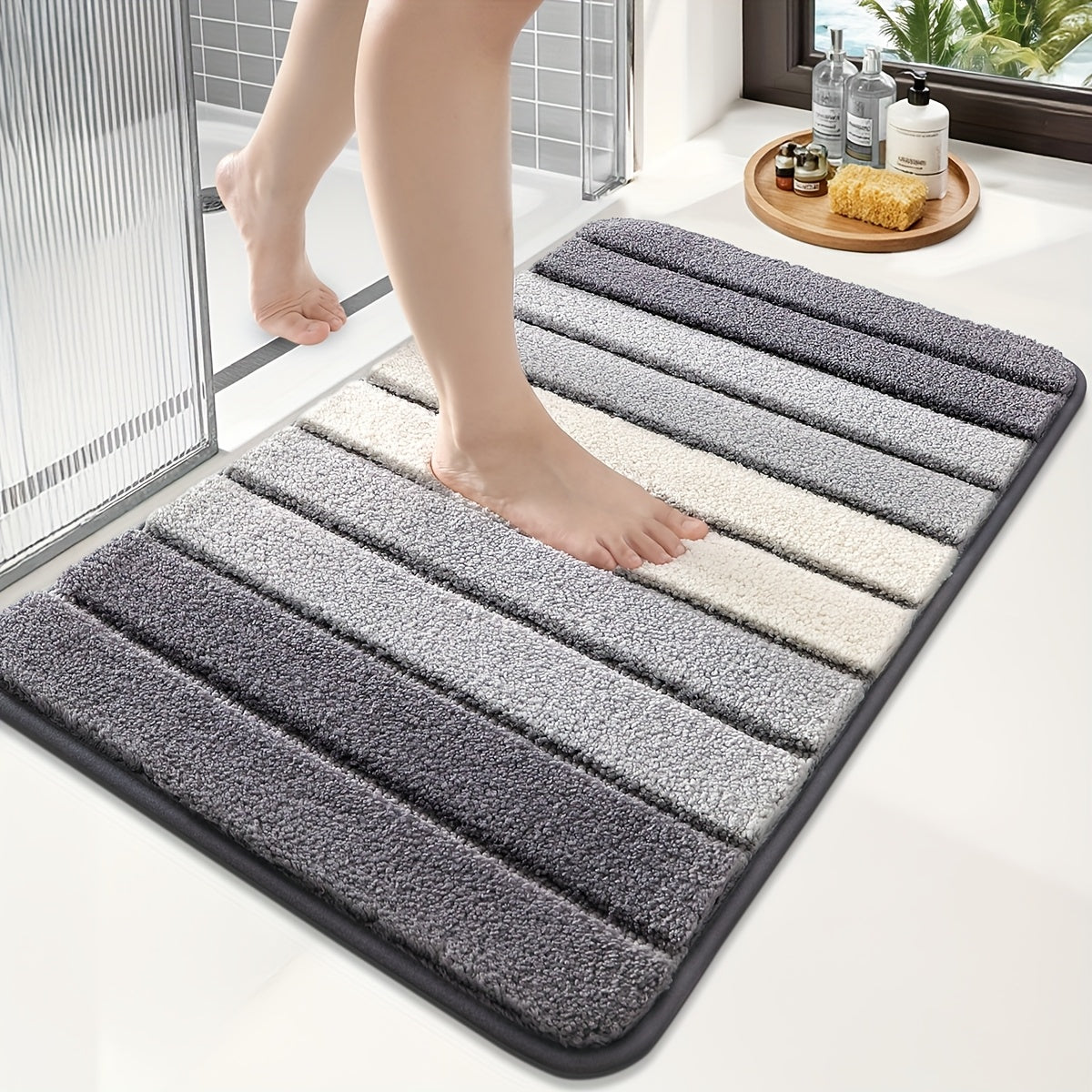 Tapis pour salle de bain extra doux  gris foncé 