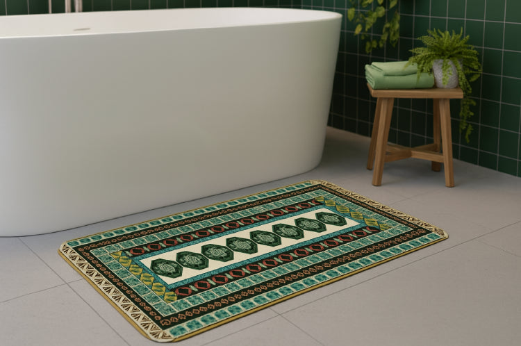 Tapis salle de bain Maroc sol vert 
